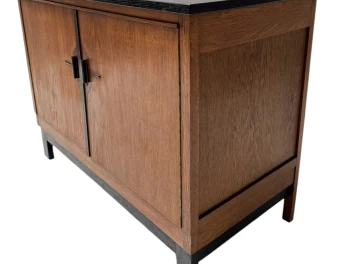 Art Deco Modernist Sideboard or credenza with Black Lacquered Top, 1930s